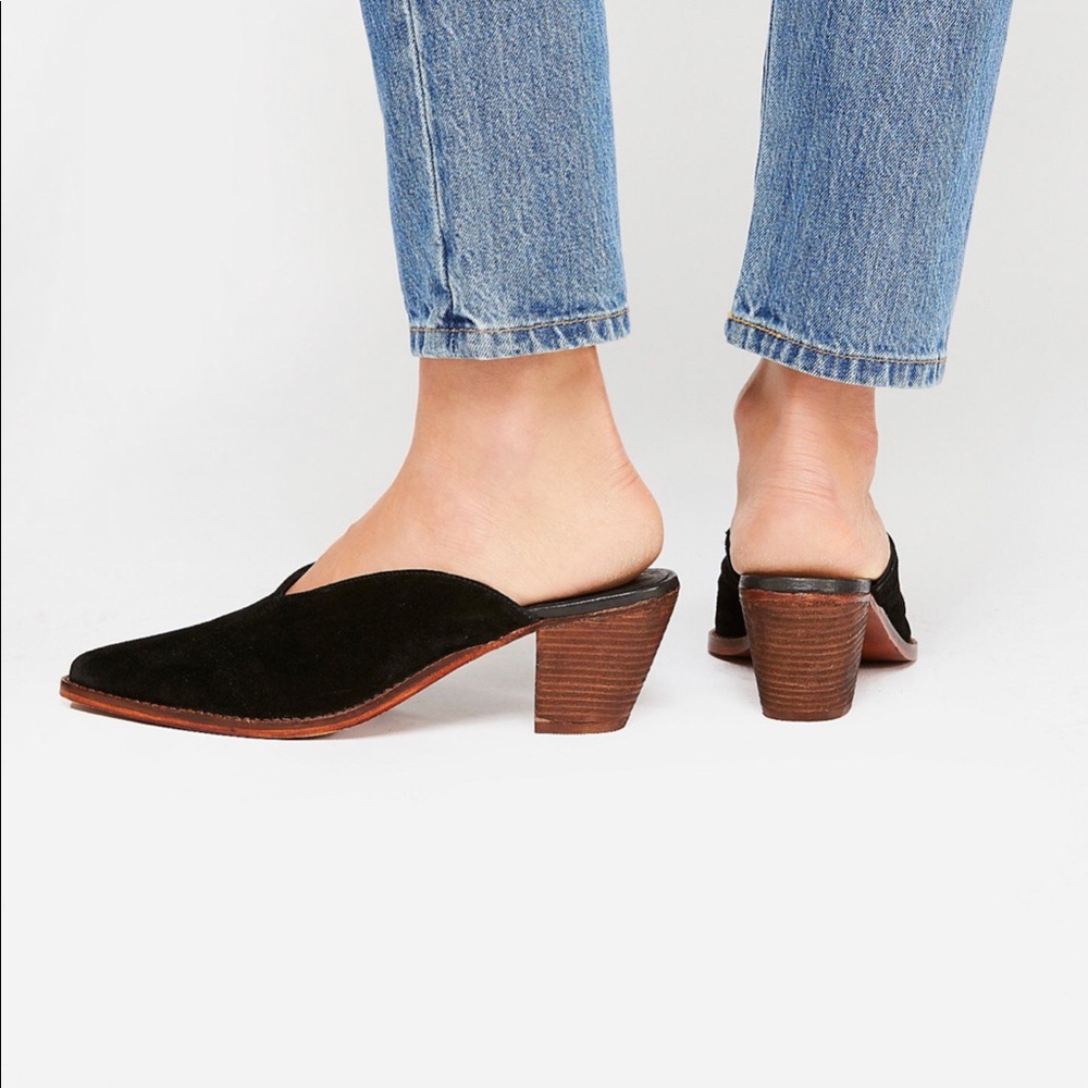 Free People Anya Mule in Black Suede